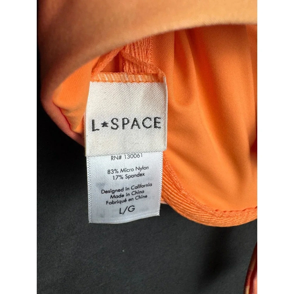 L*Space Bikini Top Large Orange Pink Abstract Floral Underwire Demi Swim Top L